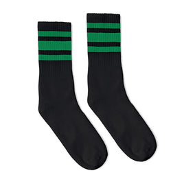 SOCCO Green Striped | Black Mid Socks