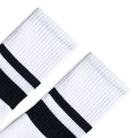 SOCCO  Black Thin & Thick 2-Striped | White Mid Socks