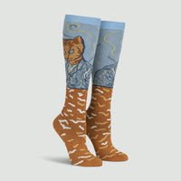 Sock it to Me Cat Van Gogh, A Selfie Portrait Knee High Socks