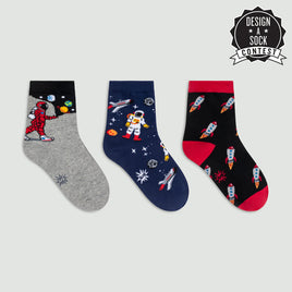 Sock it to Me My Moon Walk In The Morning Youth Crew Socks 3-Pack