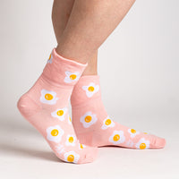 Sock it to Me "Sunny Side Up" Turn Cuff Crew Socks