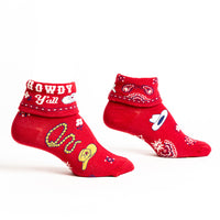 Sock it to Me "Howdy Y'all" Turn Cuff Crew Socks