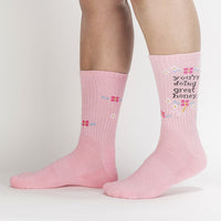 Sock it to Me "Doing Great Honey" Ribbed Crew Athletic Socks