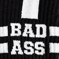 Sock it to Me "Bad Ass" Black Ribbed Crew Athletic Socks