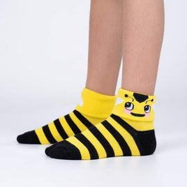 Sock it to Me Bee-ing Happy Youth Turn Cuff Crew Socks