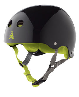 Triple 8 Skate Helmet SS Black Gloss w Green Liner