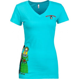Bones Women's T-Shirt Day of the Dead Wedding Couple Turquoise