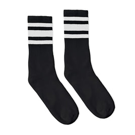 SOCCO White Striped | Black Mid Socks