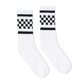 SOCCO Black Checkered | White Mid Socks
