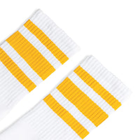 SOCCO Gold Striped | White Mid Socks