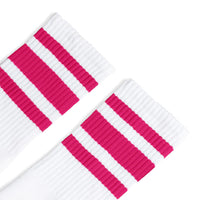 SOCCO Fuchsia Striped | White Mid Socks