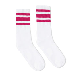 SOCCO Fuchsia Striped | White Mid Socks