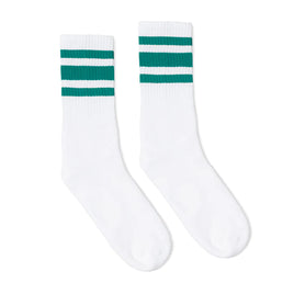 SOCCO Teal Striped | White Mid Socks