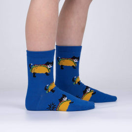 Sock it to Me Let's Taco 'bout Cats Junior Crew Socks