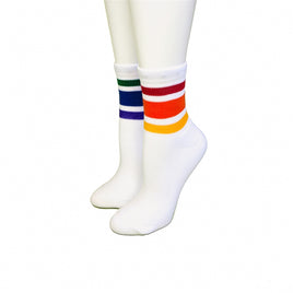 Pride Courage Low Cut Tube Socks White w Rainbow