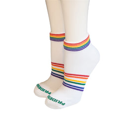 Pride Mighty Ankle Socks White w Rainbow