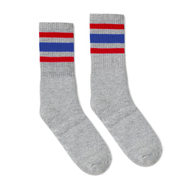 SOCCO All America Striped | Heather Grey Mid Socks