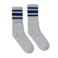 SOCCO Navy Striped Socks | Heather Grey Mid Socks