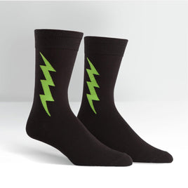 Sock it to Me Super Hero Mens Crew Socks - Black/Lime