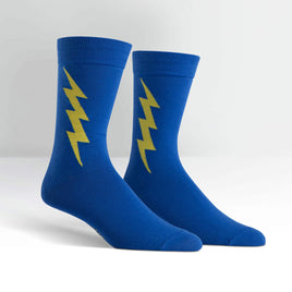 Sock it to Me Super Hero Mens Crew Socks - Blue/Yellow