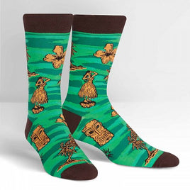 Sock it to Me Tiki Toes Mens Crew Socks