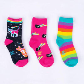 Sock it to Me Space Cats Junior Crew Socks 3-Pack