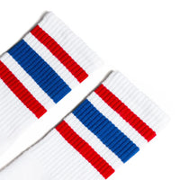 SOCCO All American Striped | White Mid Socks