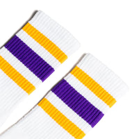 SOCCO Gold & Purple Striped | White Mid Socks