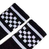 SOCCO White Checkered | Black Mid Socks