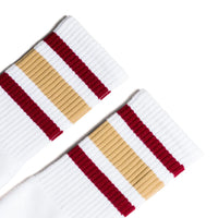 SOCCO Maroon & Vegas Gold Striped | White Mid Socks