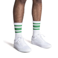 SOCCO Green Striped | White Mid Socks