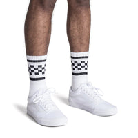 SOCCO Black Checkered | White Mid Socks