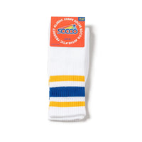 SOCCO Gold & Blue Striped | White Mid Socks