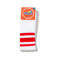 SOCCO Red Striped | White Mid Socks