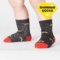 Sock it to Me Glitter Over The Rainbow Toddler Crew Socks