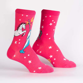 Sock it to Me Unicorn V's Narwhal Womens Crew Socks