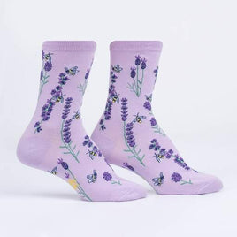 Sock it to Me Bees and Lavender Womens Crew Socks