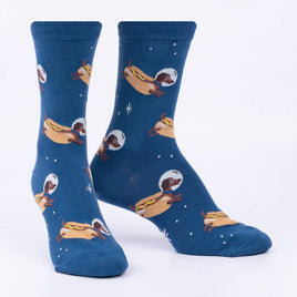 Sock it to Me Weiner Dogs, In Space!  Womens Crew Socks