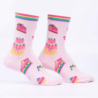 Sock it to Me Life is Batter With Cake Womens Crew Socks