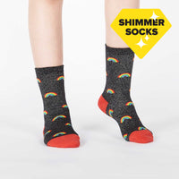 Sock it to Me Glitter Over the Rainbow Youth Crew Socks