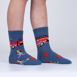 Sock it to Me Fire Truck Pup Youth Crew Socks
